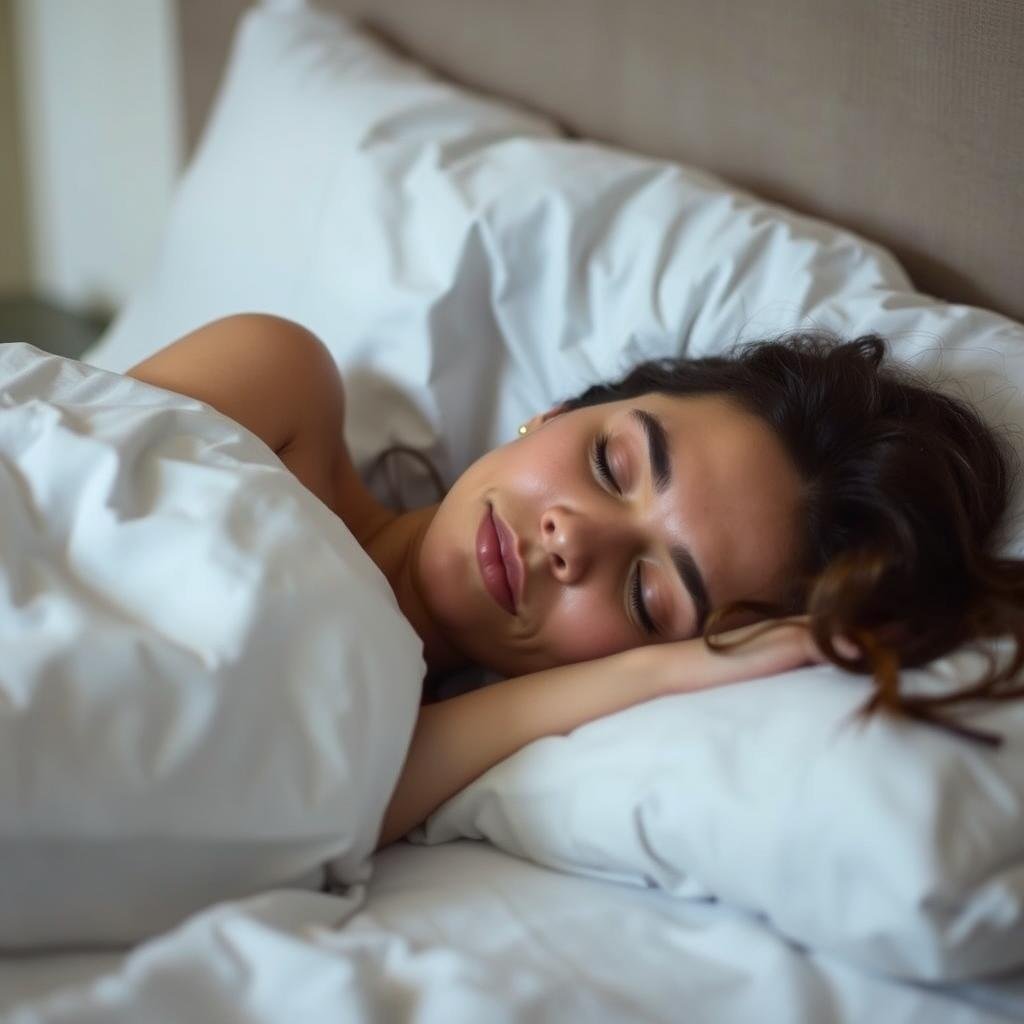 Person sleeping peacefully representing better recovery from proper nutrition