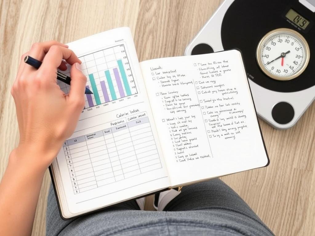 Person tracking their weight and calorie intake to verify TDEE accuracy