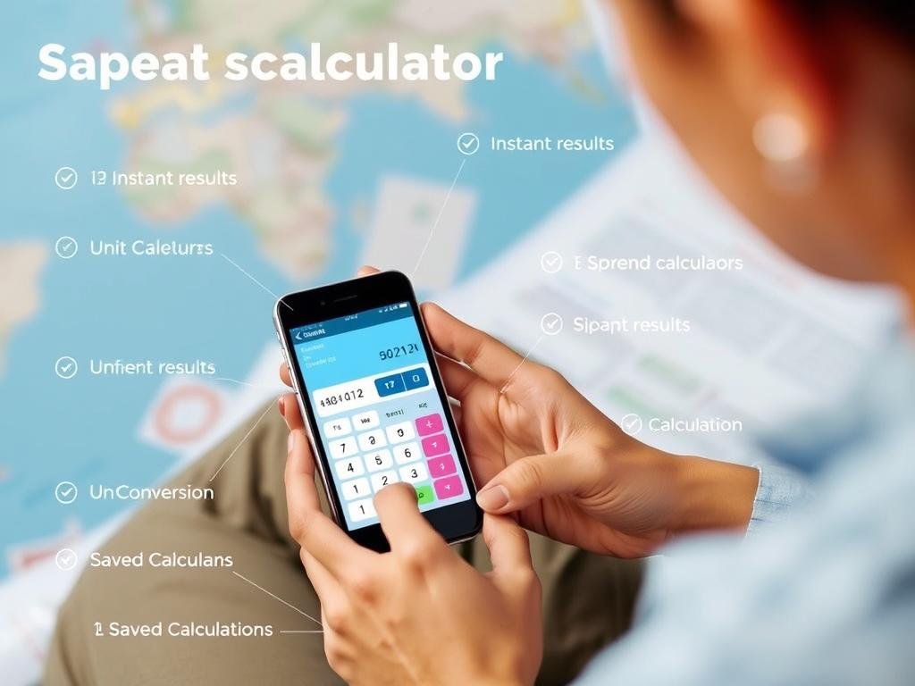 Person using a digital speed calculator on a smartphone while planning a trip