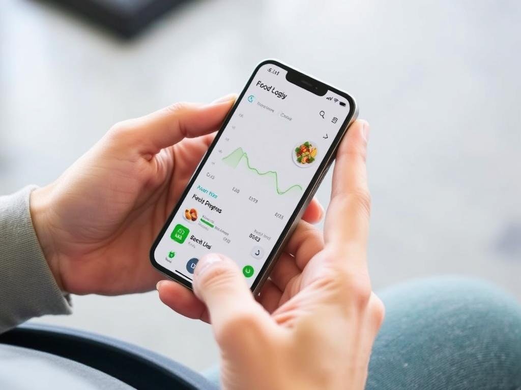 Person using a macro tracking app on smartphone