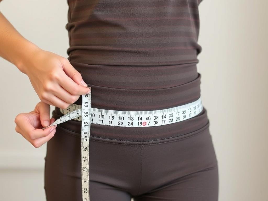 Person using a measuring tape to take waist measurement for body type calculation