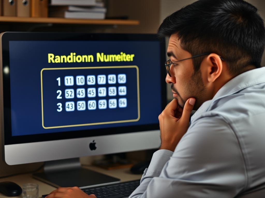 Person using random number generator to make a decision