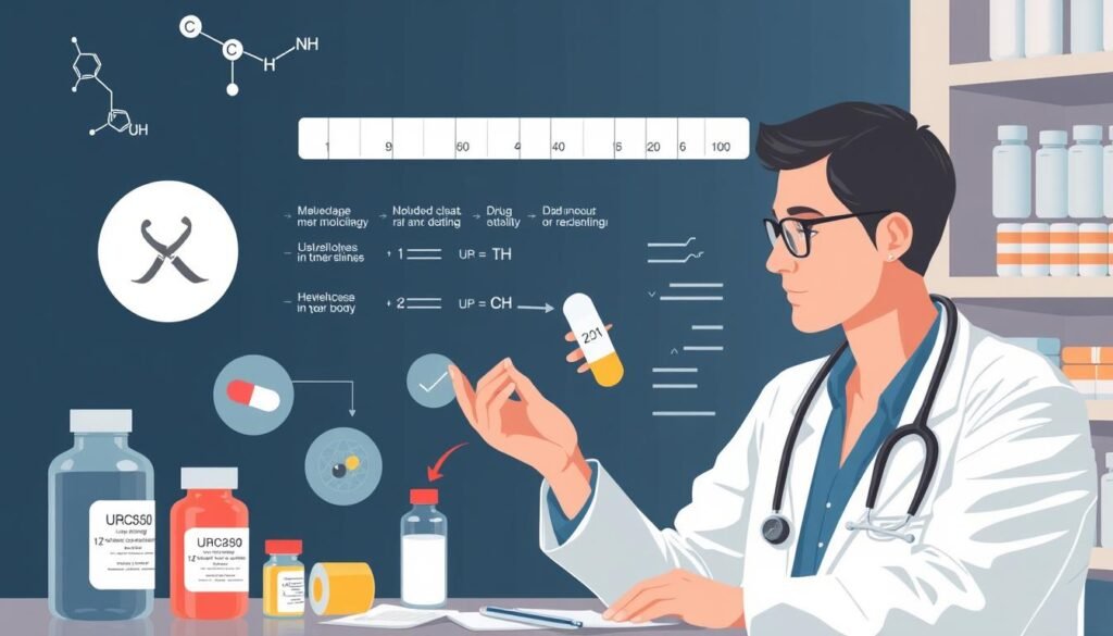 Pharmaceutical drug dosage calculations based on molecular weight