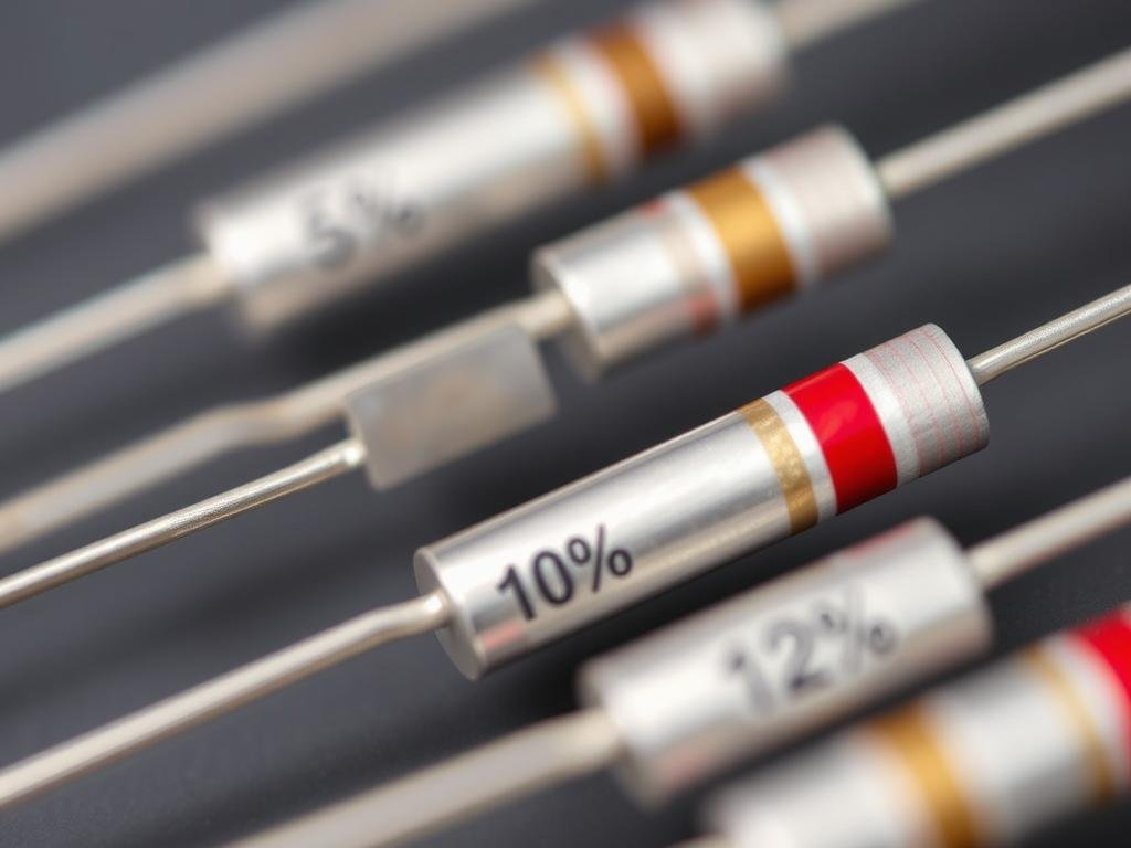 Physical resistors showing different tolerance markings