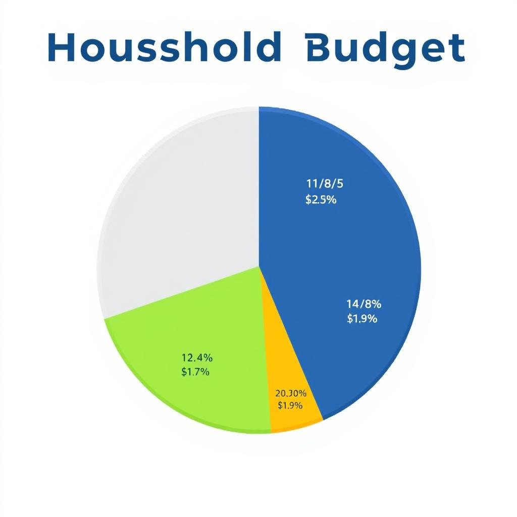 Pie chart showing budget allocation using fractions
