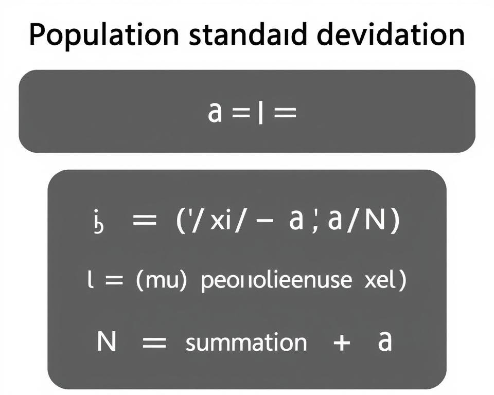 Population standard deviation formula with mathematical notation and explanation of each component