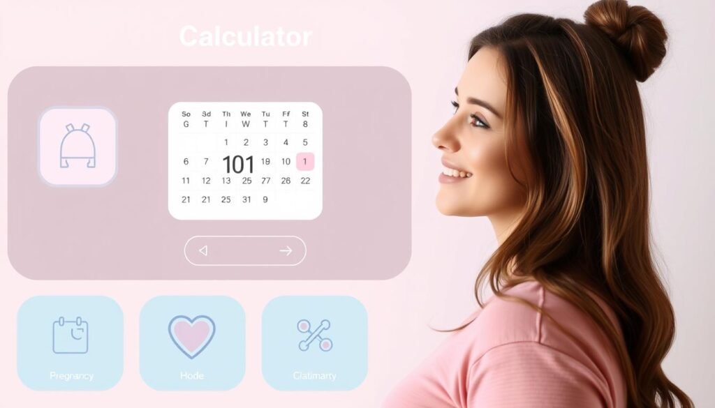 Pregnancy calculator showing a calendar with a due date highlighted