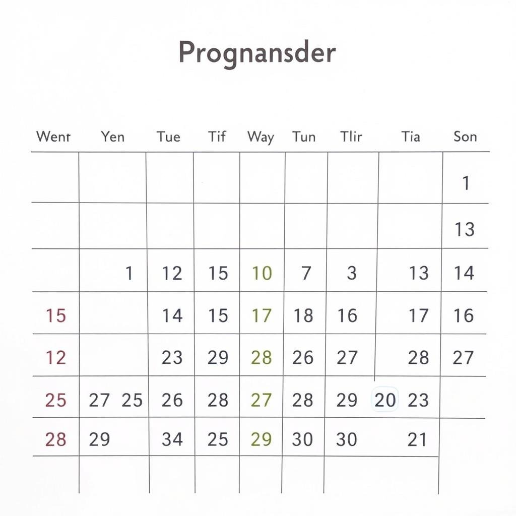 Pregnancy calendar with day counter tracking weeks and days