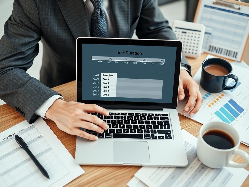 Professional using Time Duration Calculator for project management