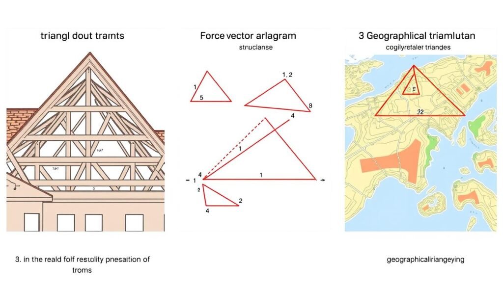 Real world applications of triangle calculations in architecture engineering and navigation