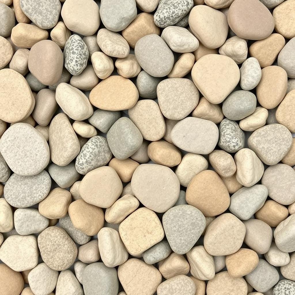 River rock gravel showing smooth larger stones