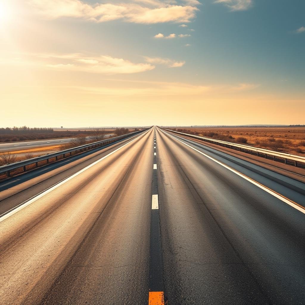 Road with distance markers representing trip length