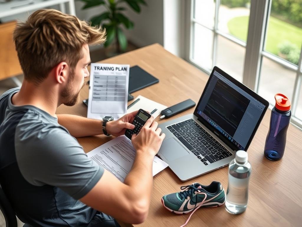 Runner planning training with pace calculator and training plan