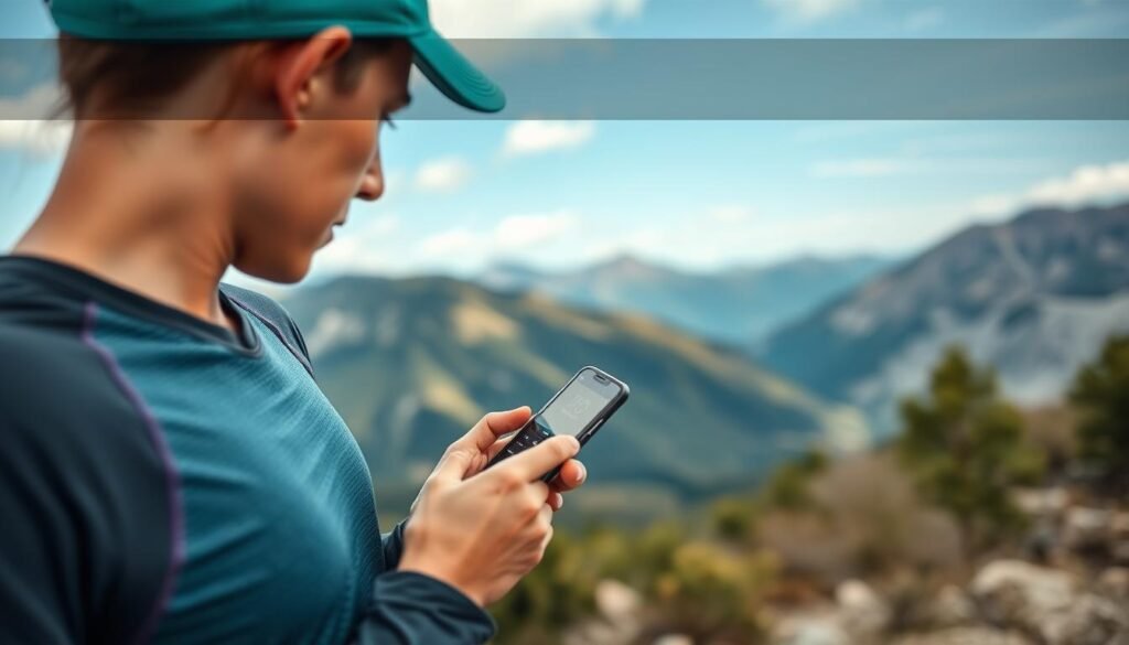 Runner using pace calculator app during training session