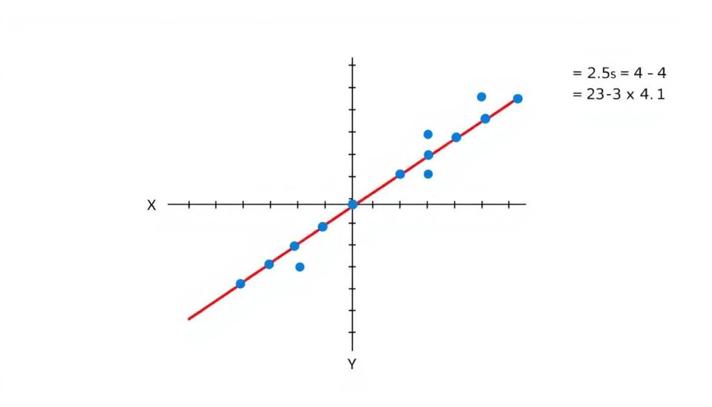 Scatter plot showing correlation and regression line between two variables