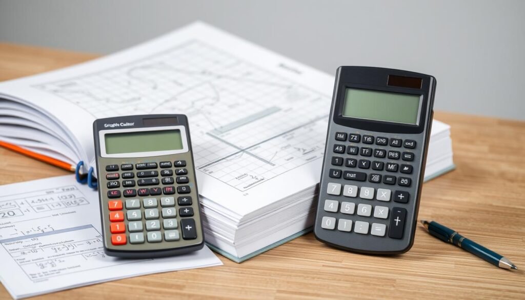 Scientific calculator and graphing calculator side by side comparison