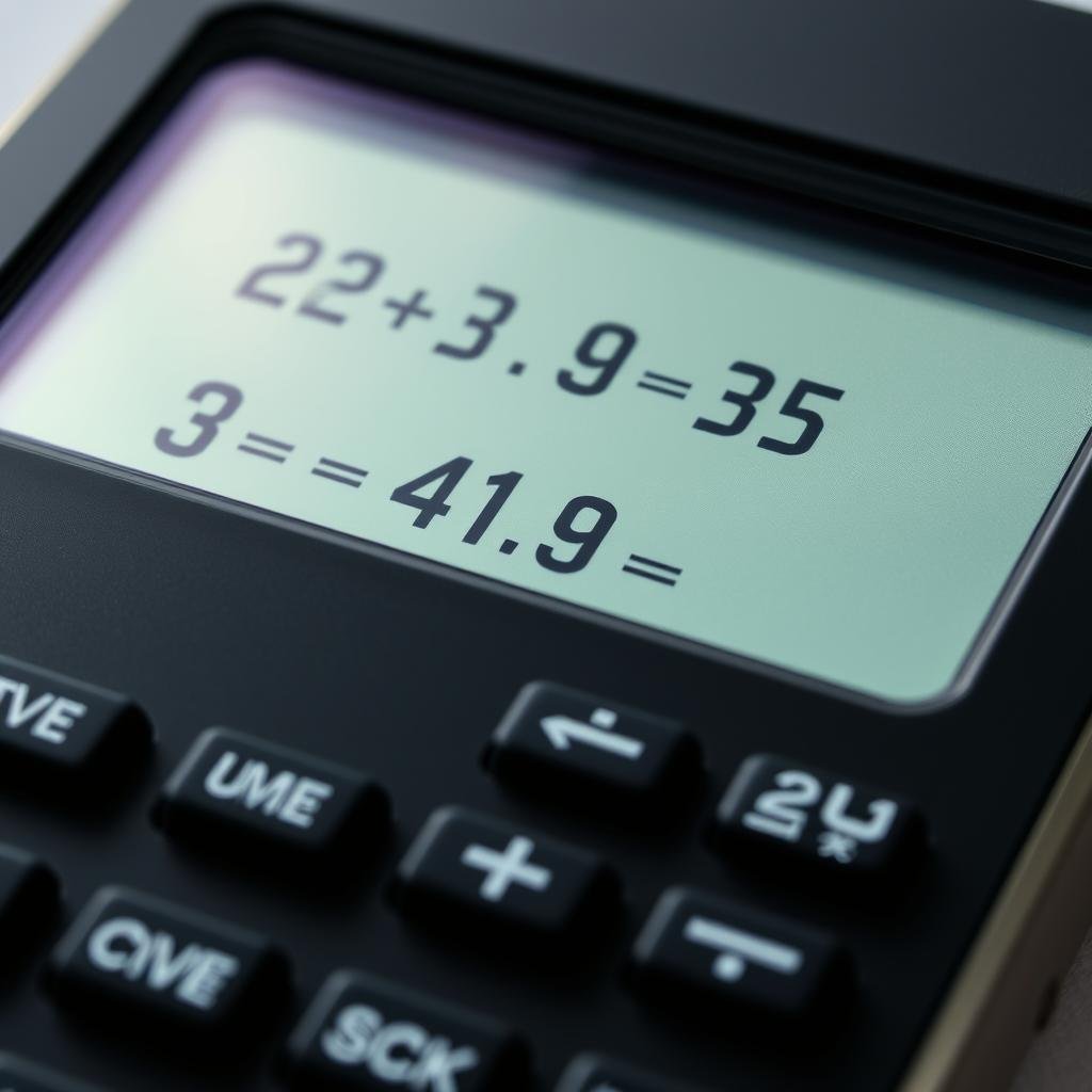 Scientific calculator showing complex equation solving