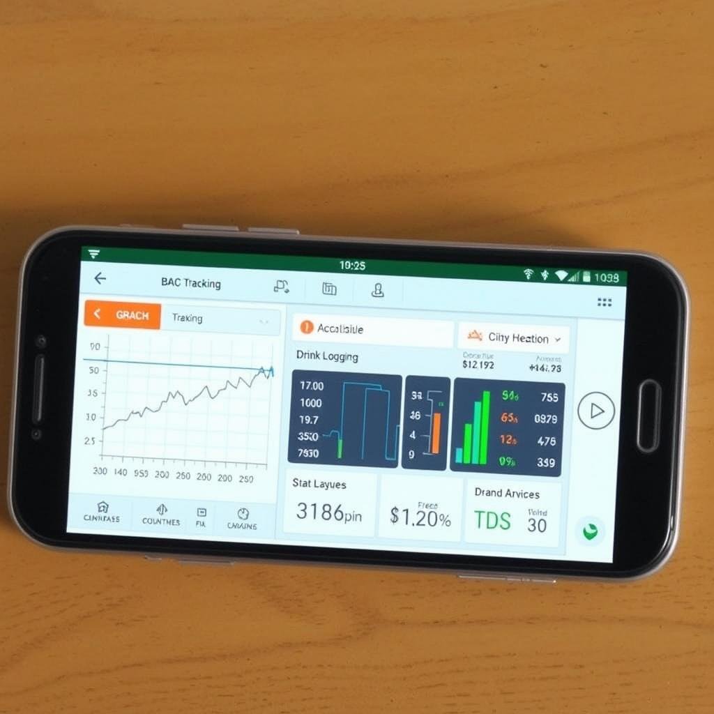 Screenshot of AlcoDroid BAC Calculator app showing tracking features