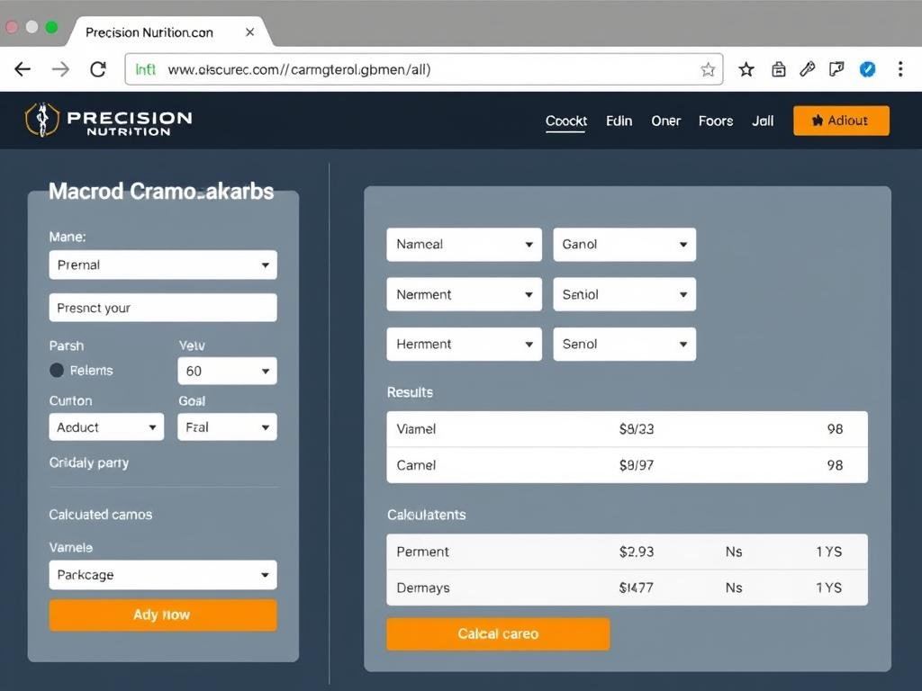 Screenshot of Precision Nutritions macro calculator interface