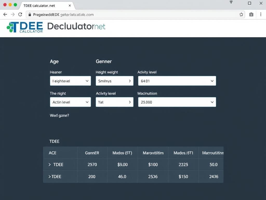Screenshot of TDEE Calculator.net interface