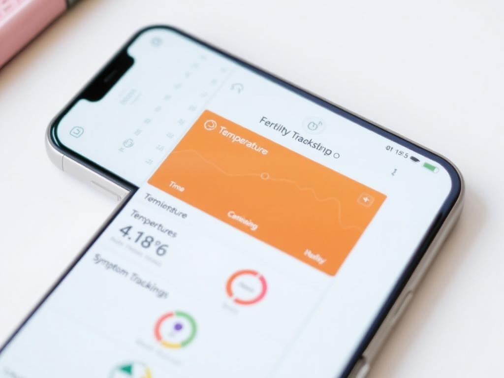Smartphone showing fertility tracking app with multiple indicators