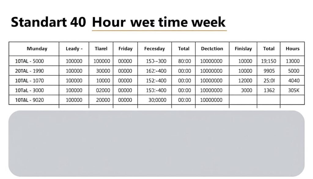 Standard workweek time card calculation example
