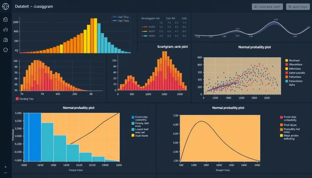 Statistical data visualization showing different chart types for data analysis