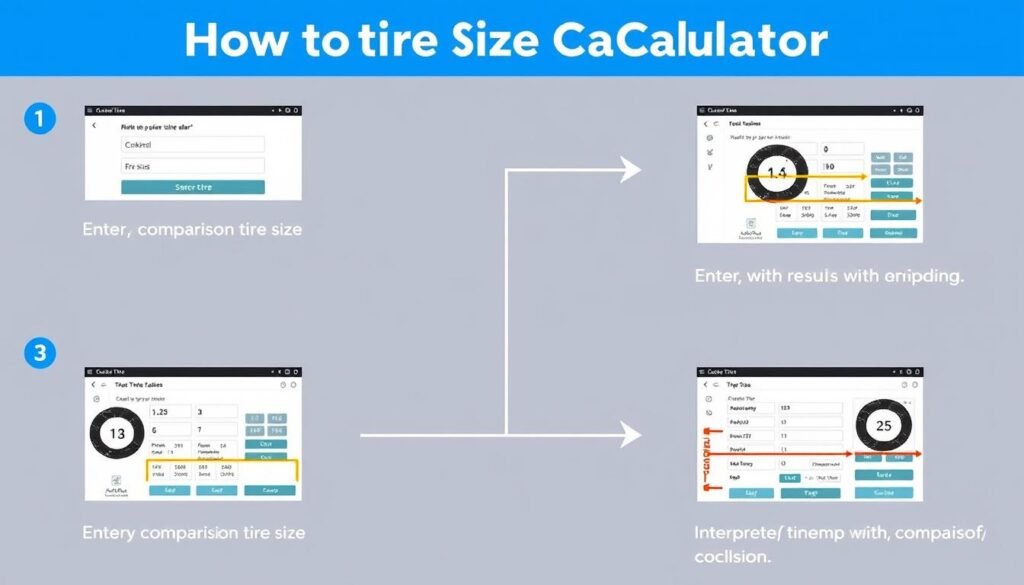 Step by step guide showing how to use the tire size calculator