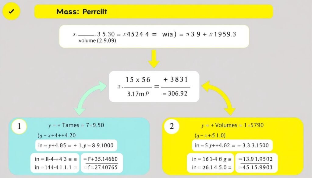 Step by step mass calculation example with numerical values
