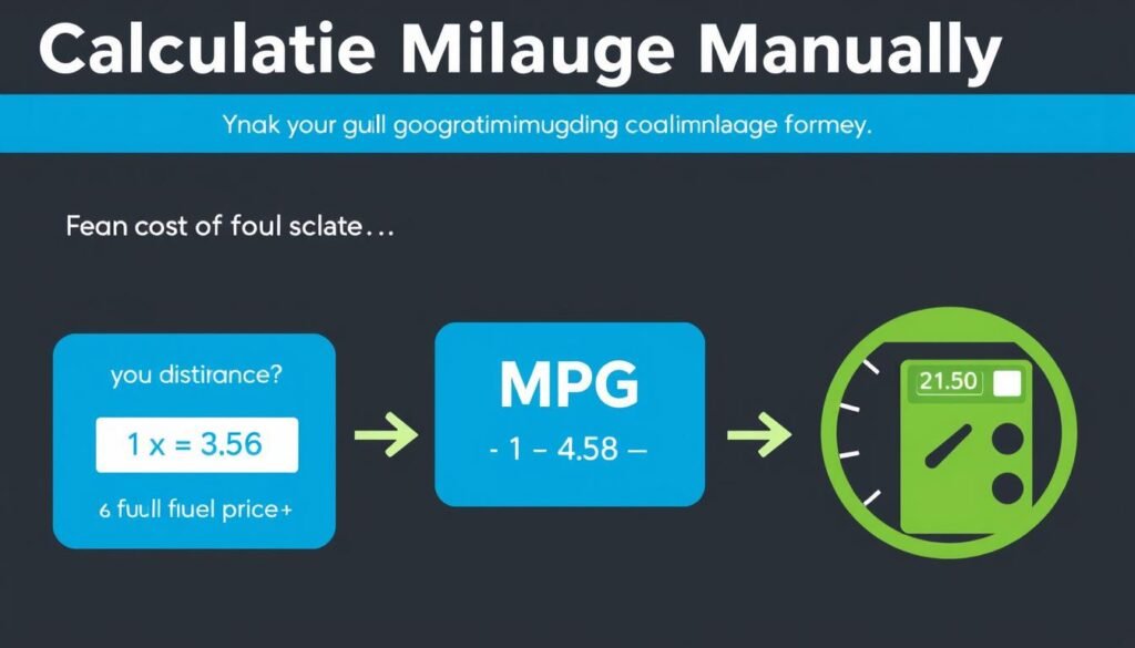 Step-by-step mileage calculation process with formula