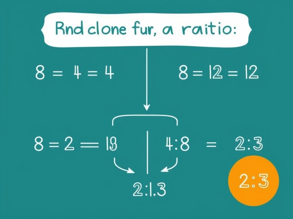 Step by step process of calculating a ratio between two numbers