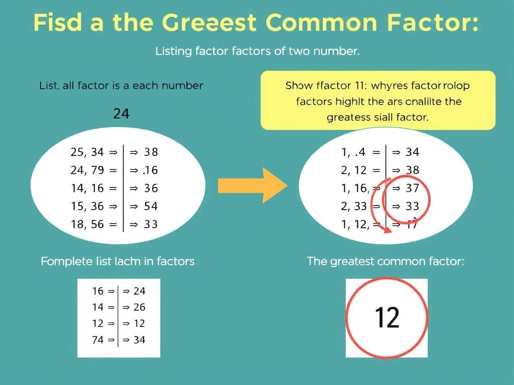 Step-by-step process of finding GCF by listing all factors