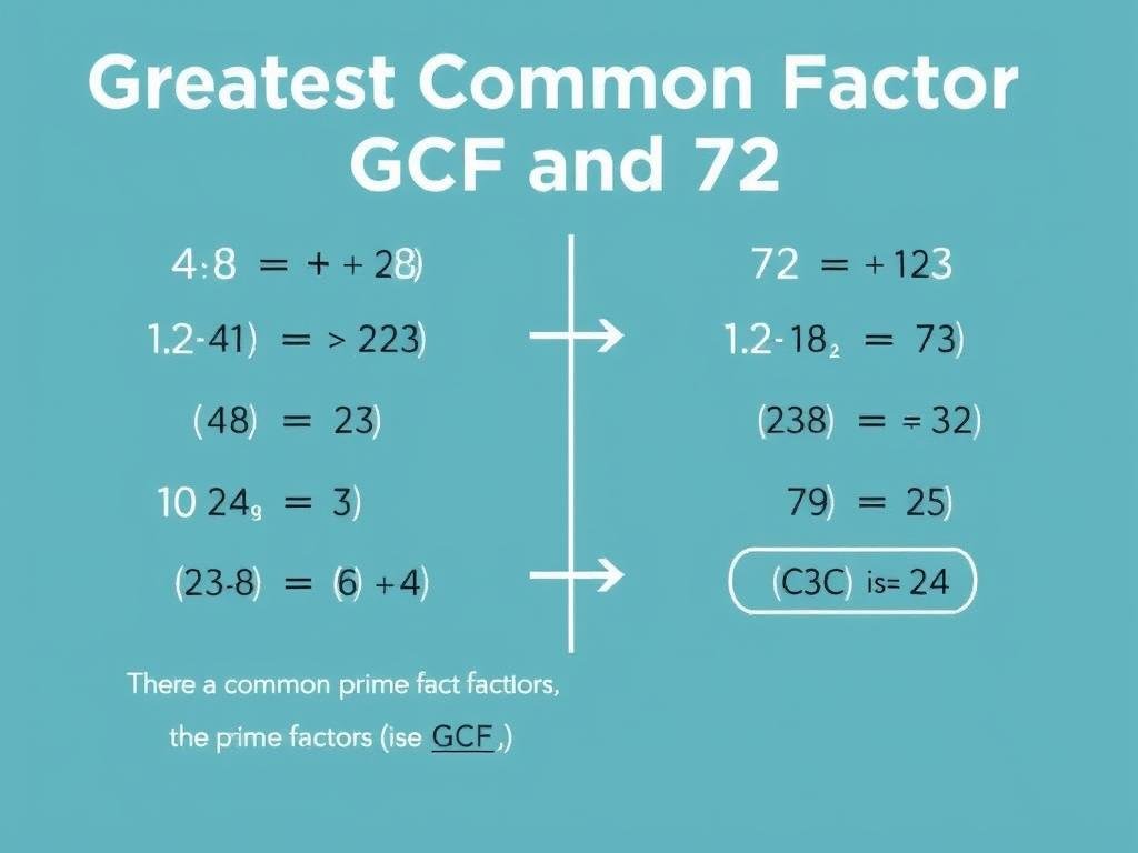 Step by step process of finding the GCF of 48 and 72 using prime factorization