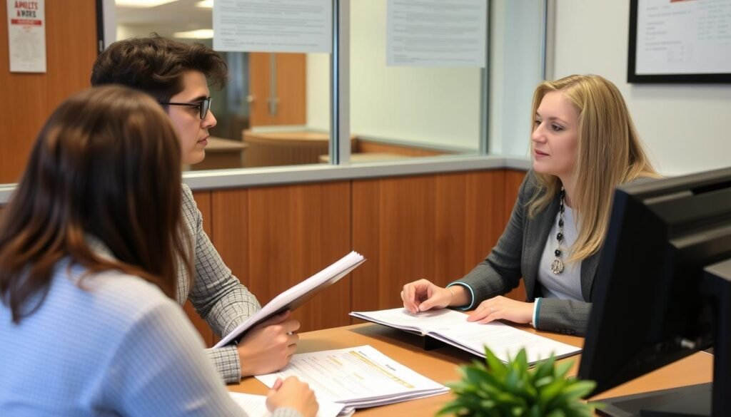 Student consulting with academic advisor about GPA requirements