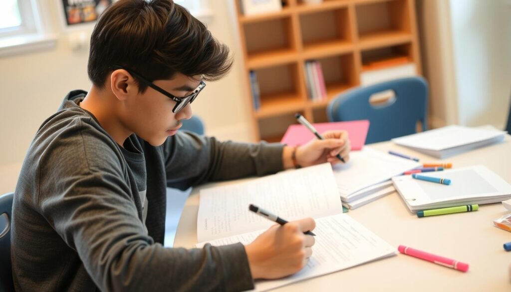 Student implementing effective study strategies to improve grades