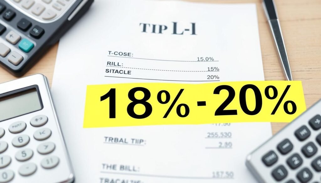 Tip Calculator concept showing percentage calculation on a restaurant bill
