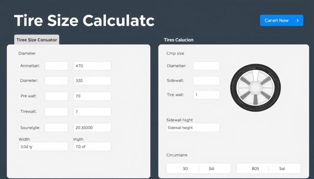 Tire Size Calculator showing comparison between two different tire sizes
