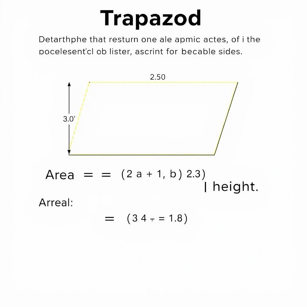 Trapezoid with parallel sides and height labeled for square footage calculation