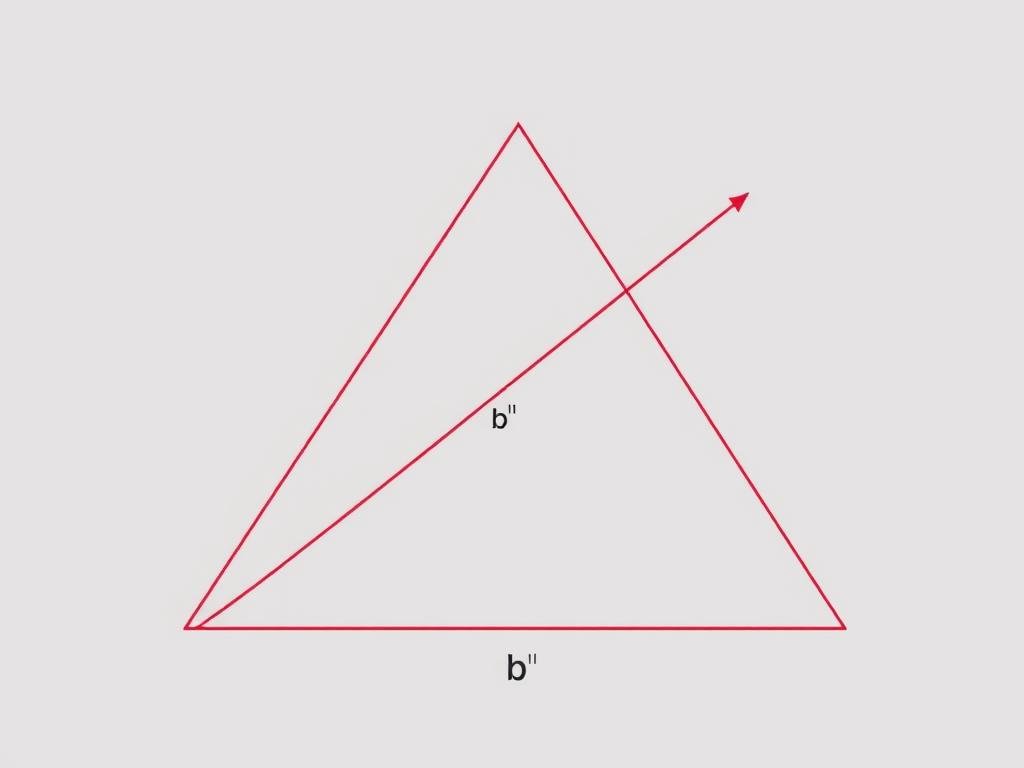 Triangle with base and height labeled for area calculation