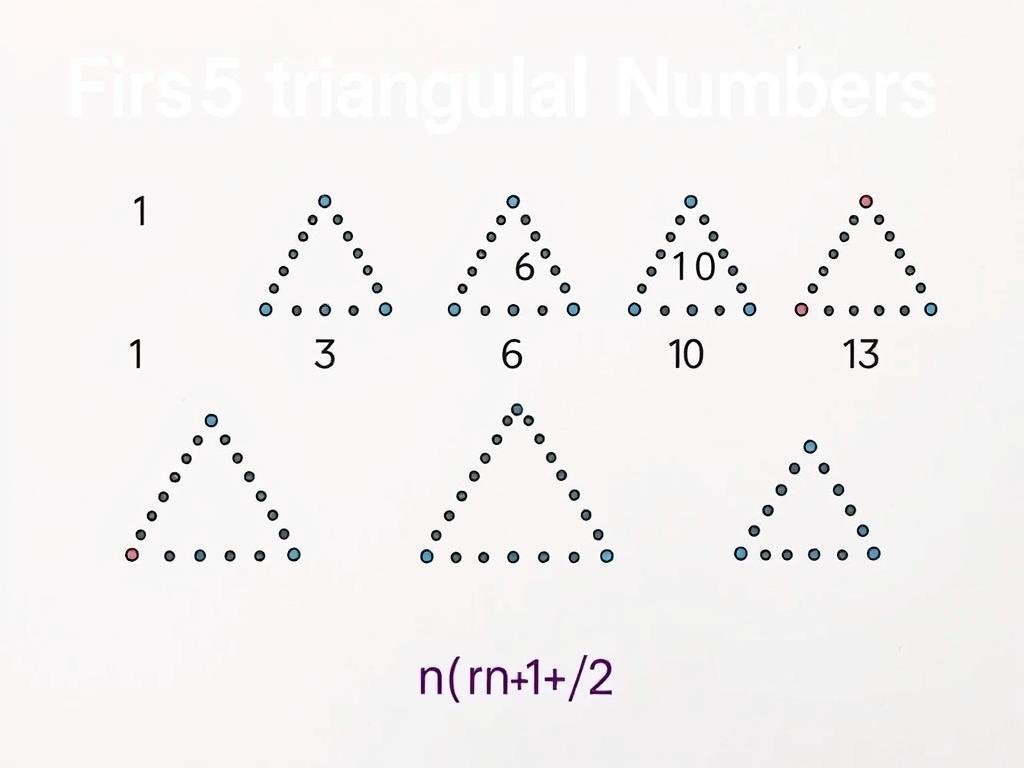 Triangular number sequence showing dots arranged in triangular patterns