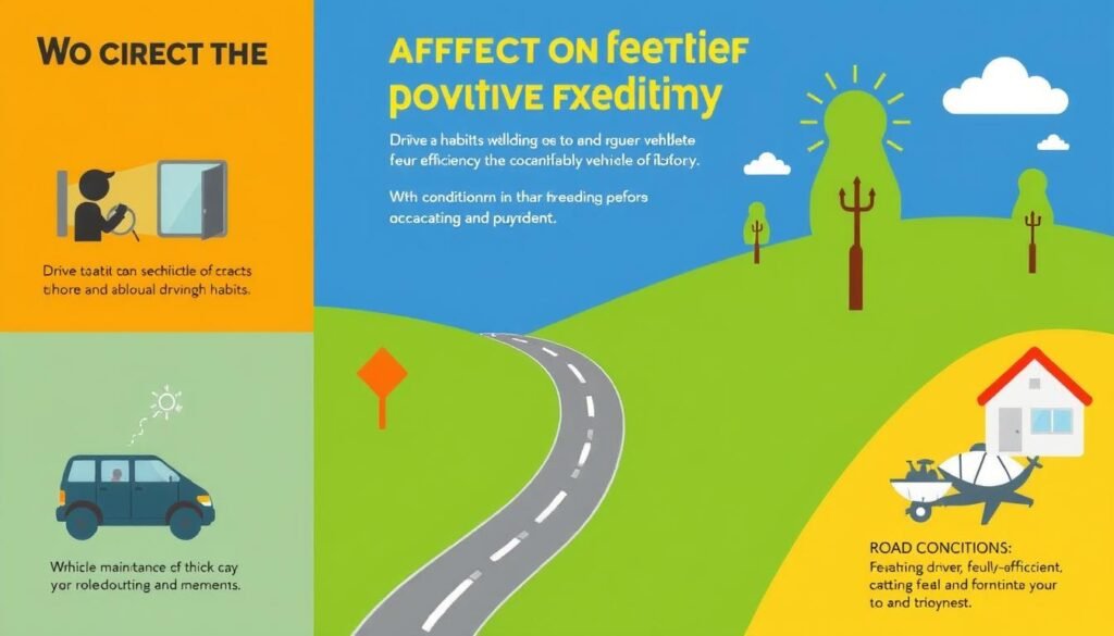 Various factors affecting vehicle fuel efficiency illustrated