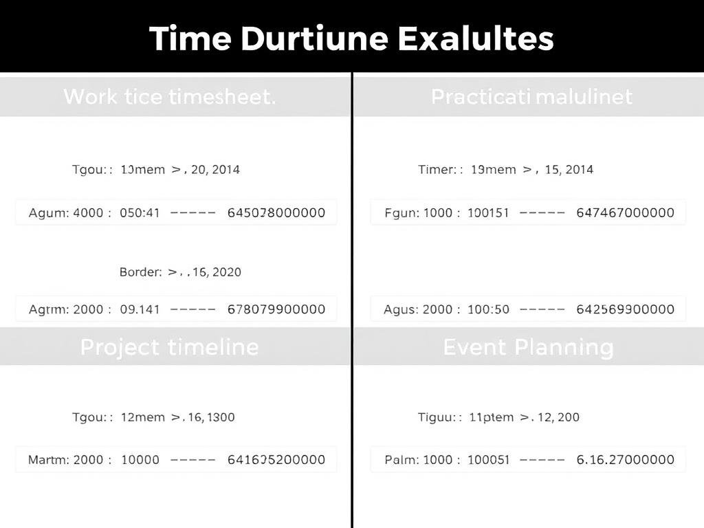 Various time duration calculation examples for different scenarios