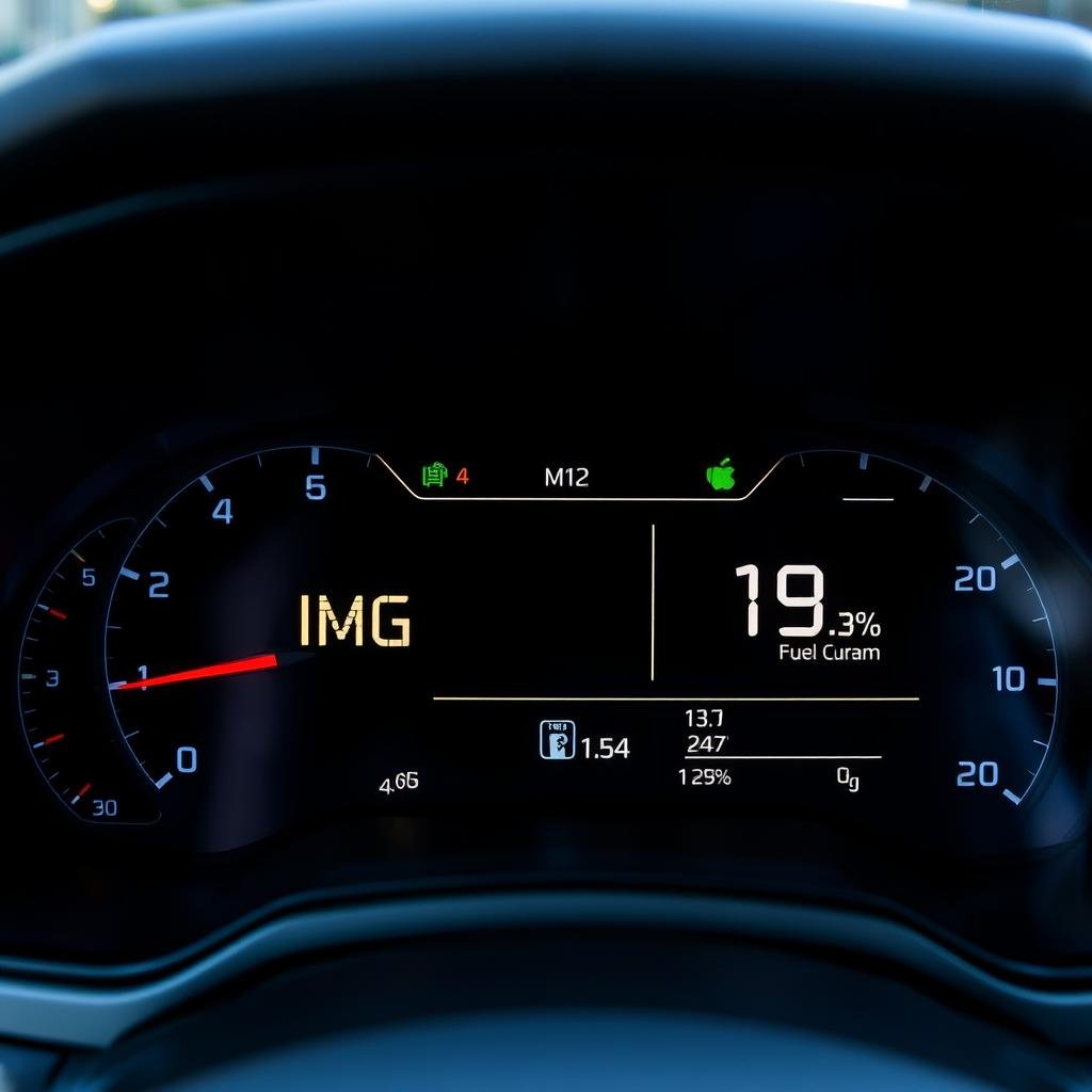 Vehicle dashboard showing fuel economy monitoring