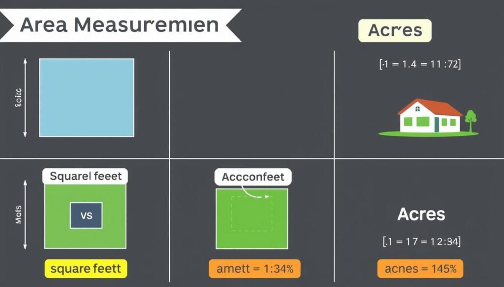 Visual comparison of different area measurement units