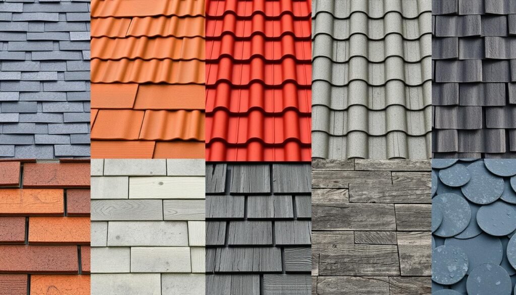 Visual comparison of different roofing materials showing texture and appearance