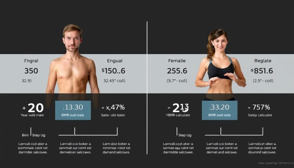 Visual representation of BMR calculation examples for different individuals