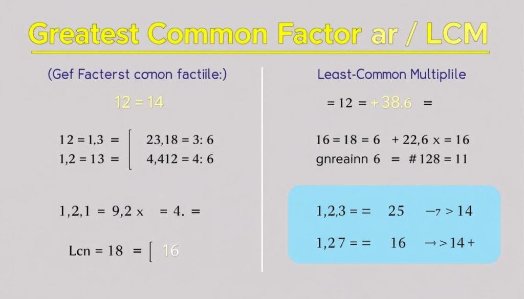 Visual representation of GCF and LCM for the numbers 12 and 18
