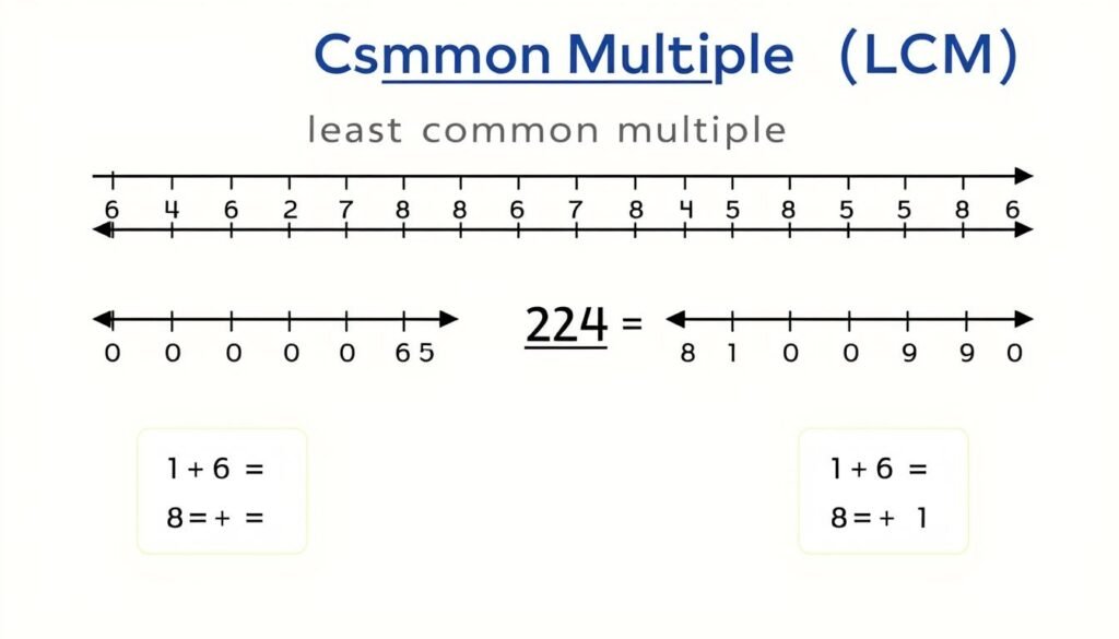 Visual representation of Least Common Multiple concept showing multiples of different numbers and their LCM