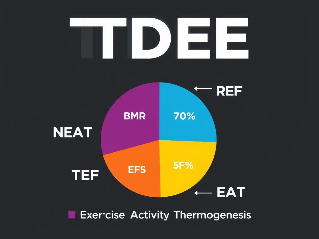 Visual representation of TDEE components showing BMR, NEAT, TEF, and EAT