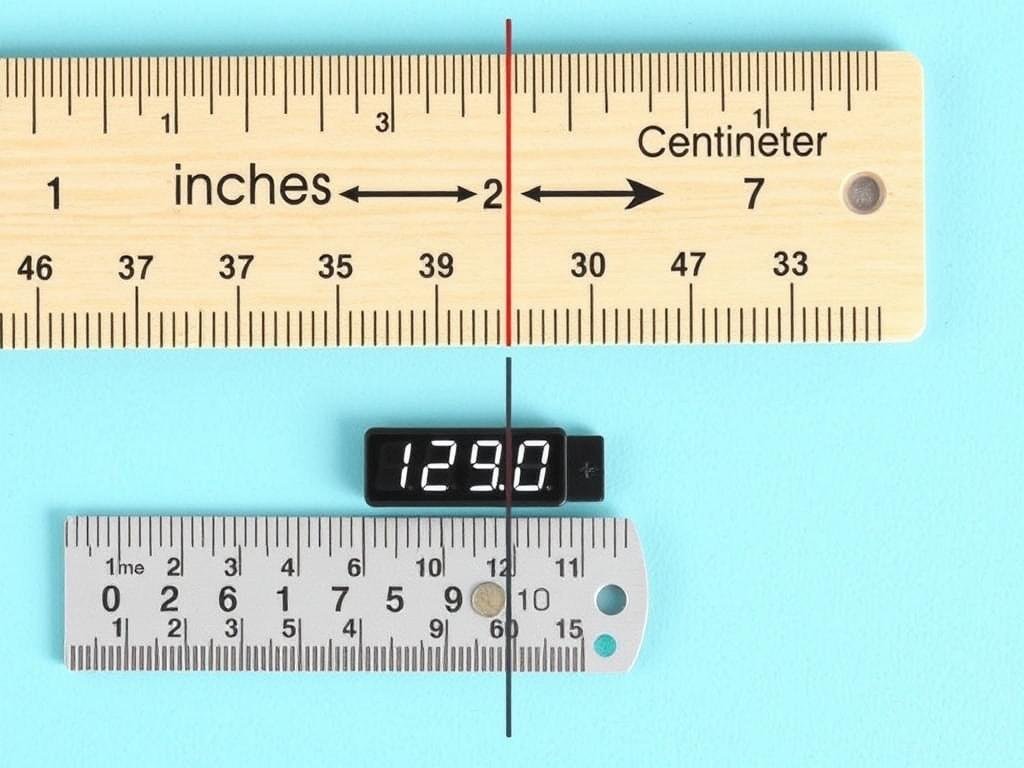 Visual representation of length conversion from inches to centimeters using a conversion calculator